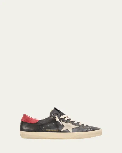 Golden Goose Men's Superstar Leather Low-top Sneakers In Blk/wht/red
