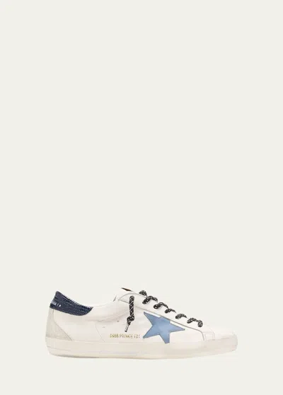 Golden Goose Men's Superstar Leather Low-top Sneakers In White/light Blue