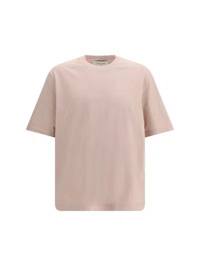 Golden Goose Men T-shirt With An Embossed Reverse Golden Logo In Pink