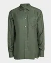 Golden Goose Men's Vertical Stripe Pocket Button-down Shirt In Green