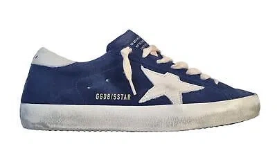 Pre-owned Golden Goose Men's Vintage Superstar 50669 Blue Suede Sneakers