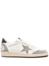 GOLDEN GOOSE MEN'S VINTAGE WHITE BALL-STAR SNEAKERS WITH GREY SUEDE INSERTS