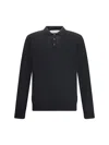 Golden Goose Wool Knit Polo Embroidered Detail In Black