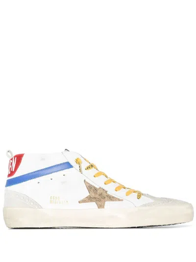Golden Goose Men's Wave Leo Sneakers In White, Ice, And Beige Brown In Red