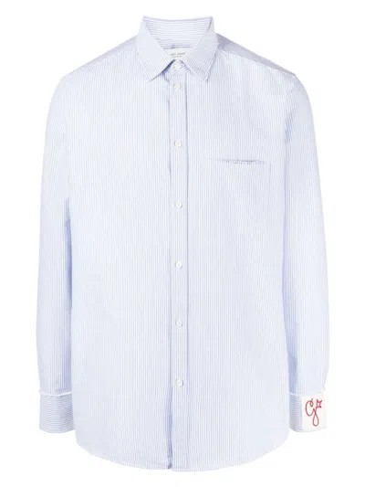 GOLDEN GOOSE MEN'S WHITE AND STRIPED SHIRT