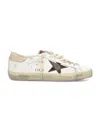 GOLDEN GOOSE MEN'S WHITE BROWN BEIGE LEATHER SUPER STAR CLASSIC SNEAKERS
