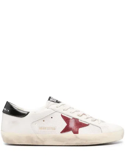 Golden Goose Men's White Deluxe Low Top Sneakers With Iconic Red Suede Star