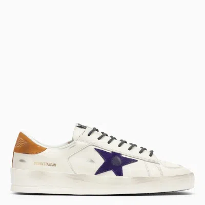 Golden Goose Men's White Low-top Sneakers With Mustard Accents And Distressed Leather Finish