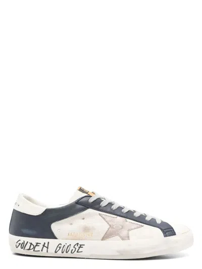 GOLDEN GOOSE MEN'S WHITE/BLUE SUPER STAR SNEAKER | SIZE 44 | GMF00103F006902