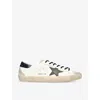 Golden Goose Super-star Distressed Leather Sneakers In White/comb