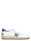 Golden Goose Ball Star Sneakers In White Nappa Leather With Light Blue Laminated Leather Star And Heel Tab