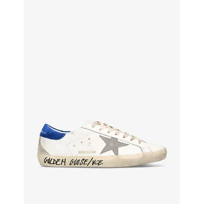 Golden Goose Men's Super-star Leather Low-top Trainers In White/navy