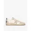 GOLDEN GOOSE GOLDEN GOOSE MEN'S WHITE/OTH MEN'S BALL STAR STAR-APPLIQUE LEATHER LOW-TOP TRAINERS