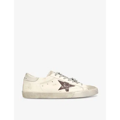 Golden Goose Star-studded Leather Sneakers For Men In Brown