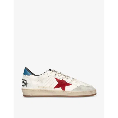 GOLDEN GOOSE MEN'S BALL STAR STAR-APPLIQUE LEATHER LOW-TOP TRAINERS