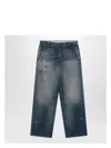 Golden Goose Wide Blue Washed Jeans With Distressing