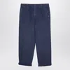 Golden Goose Blue Cotton Trousers With Splash Details In Blue