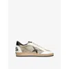 Golden Goose Ball Star Sneakers In Taupe Suede And Leather In Grey Mixed