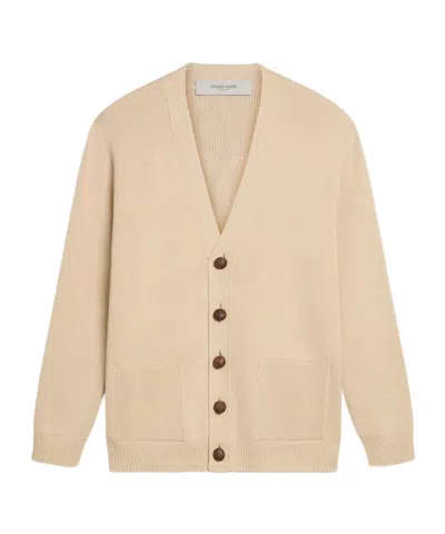 Golden Goose Mens Beige Cardigan With 'golden' Lettering On The Back In Neutral