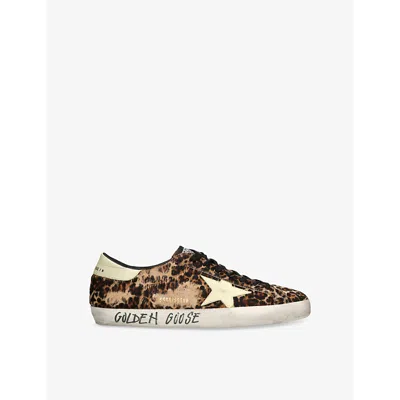 Golden Goose Mens Super-star Leopard-print Leather Low-top Trainers Beig In Beige