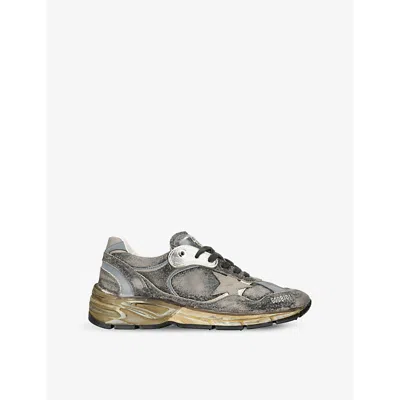 GOLDEN GOOSE MENS RUNNING DAD CONTRAST-PANEL LEATHER AND SUEDE LOW-TOP TRAINERS BLACK/COMB