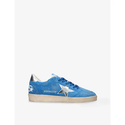 Golden Goose Suede Studded Ball Star Sneakers In Blue
