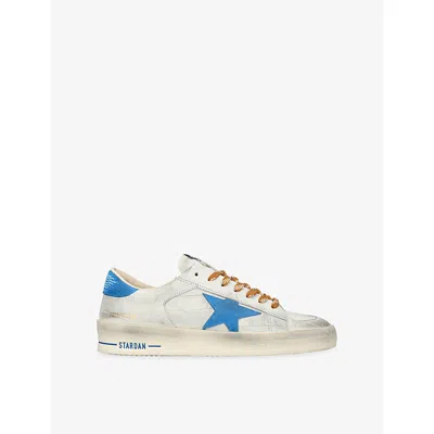 GOLDEN GOOSE MENS MEN'S STARDAN CROCODILE-EMBOSSED LEATHER LOW-TOP TRAINERS BLUE OTHER EUR 41 / 7 UK