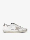 Golden Goose Mens Silver Com Super-star Logo-embellished Leather Low-top Trainers In Gold Comb