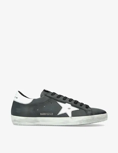 GOLDEN GOOSE MENS BLK/WHITE SUPERSTAR STAR-APPLIQUÉ LEATHER LOW-TOP TRAINERS EUR 42 / 8 UK,10371909