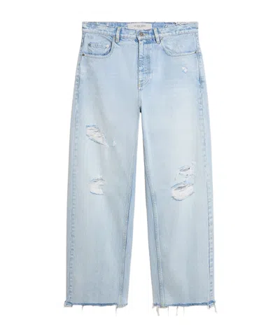 Golden Goose Mens Pants In Lived-in Effect Denim In Light Blue