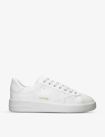 GOLDEN GOOSE MENS GOLDEN GOOSE PURE STAR STAR-EMBROIDERED FAUX-LEATHER LOW-TOP TRAINERS,67300106