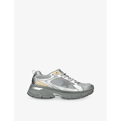 GOLDEN GOOSE MENS SILVER COM LIGHTSTAR LEATHER AND MESH LOW-TOP TRAINERS EUR 44 / 10 UK