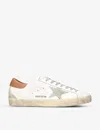 Golden Goose Super-star Sneakers With Ice-gray Suede Star And Light Brown Heel Tab Shoes In Tan Comb