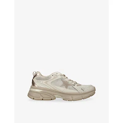 Golden Goose Mens Taupe Men's Lightstar Leather And Mesh Low-top Trainers Eur 46 / 12 Uk In Brown