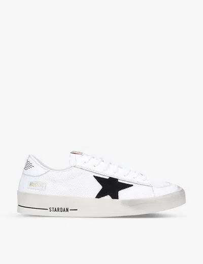 Golden Goose Men's White/blk Men's Stardan Low-top Leather And Mesh Trainers