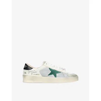 GOLDEN GOOSE MENS STARDAN LEATHER LOW-TOP TRAINERS WHITE/COMB EUR 45 / 11 UK