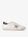 Golden Goose Superstar Distressed Suede-trimmed Leather And Mesh Sneakers In White/comb