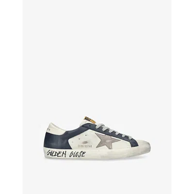 Golden Goose Mens  Super-star Leather Low-top Trainers In White/navy