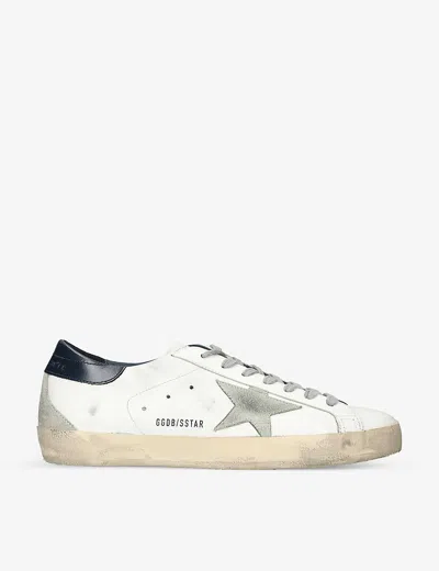 Golden Goose Mens White/navy Superstar Star-appliqué Leather Low-top Trainers Eur 46 / 12 Uk