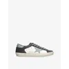 Golden Goose Mens  Super-star Branded Leather Low-top Trainers In White/oth