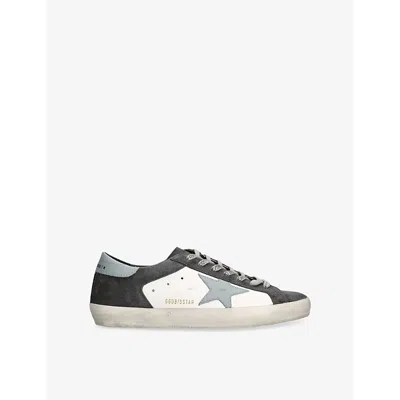 Golden Goose Mens  Super-star Branded Leather Low-top Trainers In White/oth