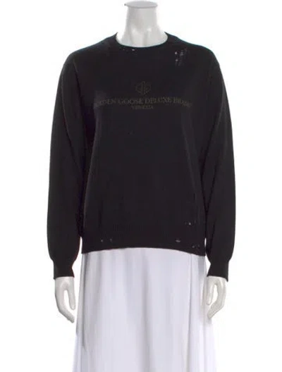 Pre-owned Golden Goose Merino Wool Graphic Print Sweater In Black