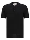 Golden Goose Black Polo With Short Sleeves And Ribbed Hem In Virgin Wool Man