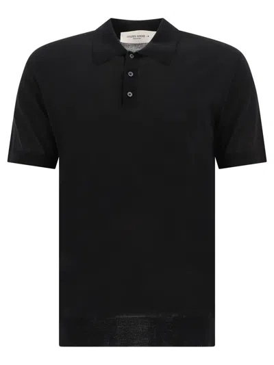 Golden Goose Merino Wool Polo Shirt In Black