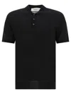 Golden Goose Black Polo With Short Sleeves And Ribbed Hem In Virgin Wool Man In Black