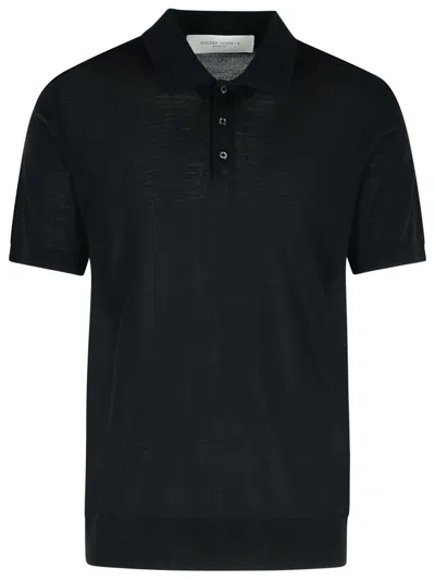 Golden Goose Merino Wool Polo Shirt In Black