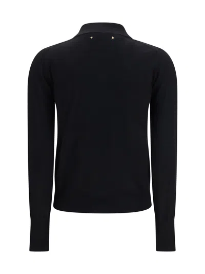 Golden Goose Merino Wool Polo Shirt In Black