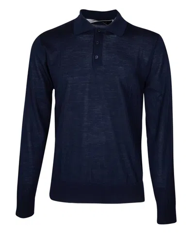 Golden Goose Merino Wool Polo Shirt In Blue