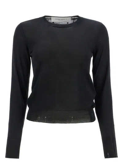 Golden Goose Merino Wool Sweater With Golden Applications For Women In Black