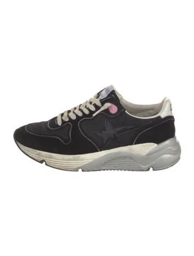 Pre-owned Golden Goose Mesh Leather Trim Embellishment Athletic Sneakers In Black